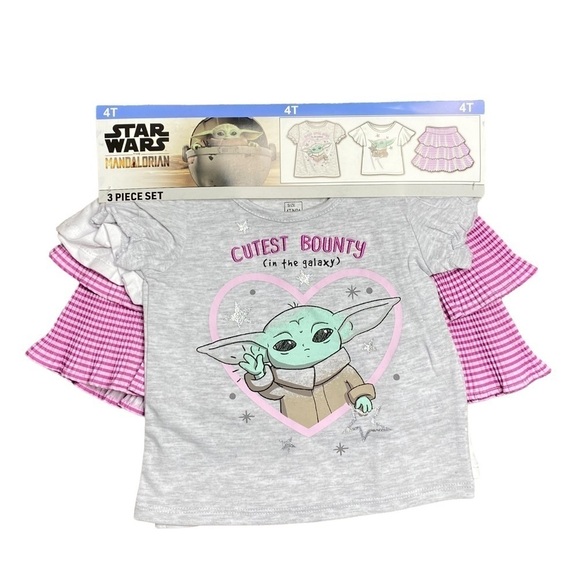 Disney Star Wars Licensed Baby Yoda 3 Piece Skirt Set Size 4T - Picture 1 of 6